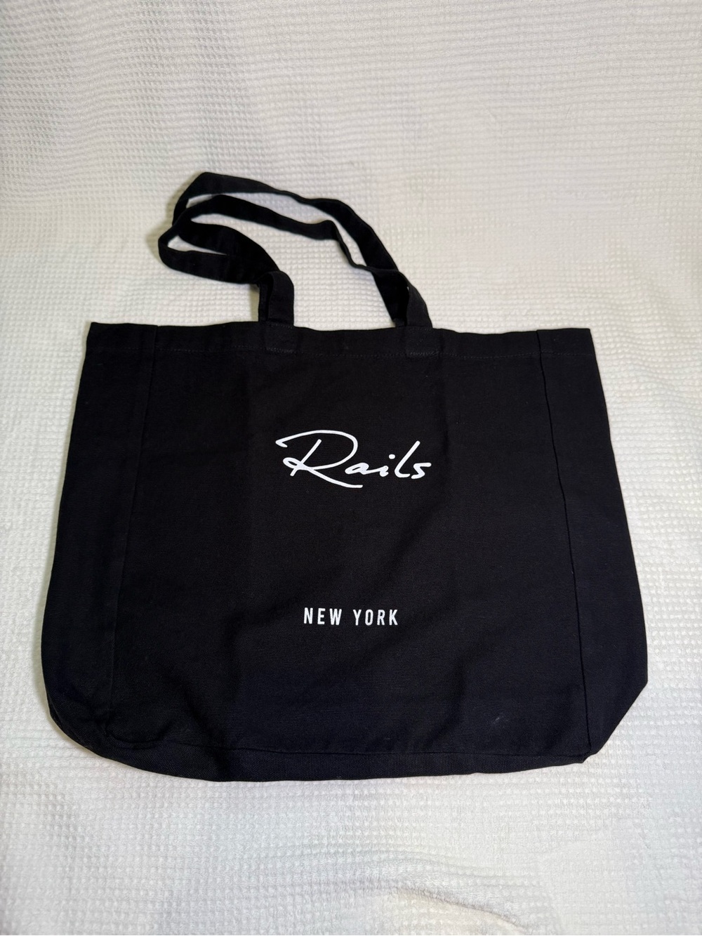 Rails Black Canvas Tote with White Logo